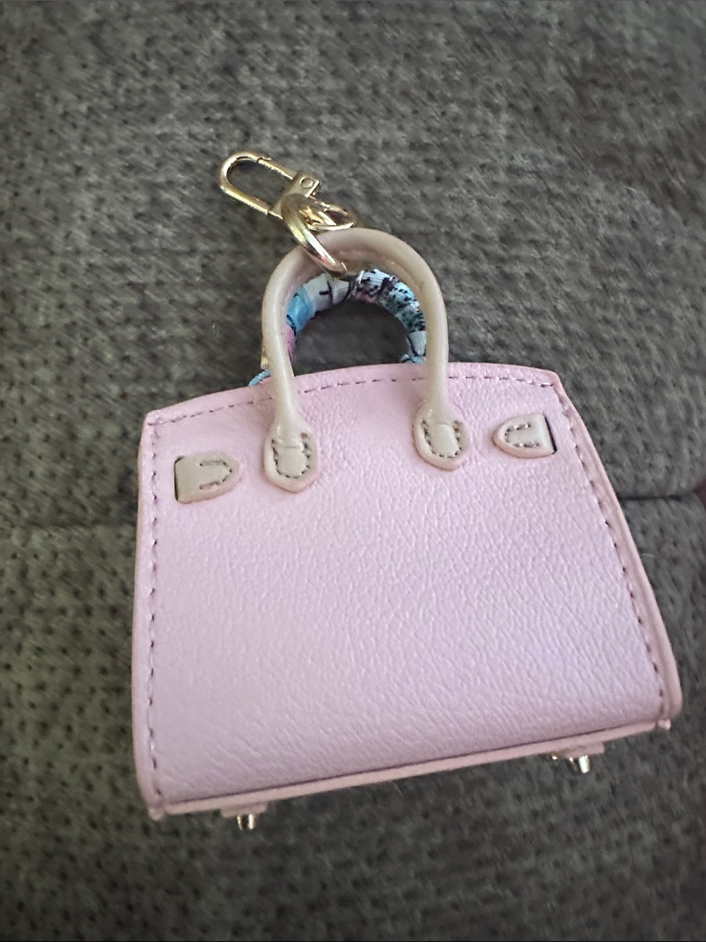 Pink Architectural Mini Bag Keychain with Gold Hardware - Picture 2 of 3